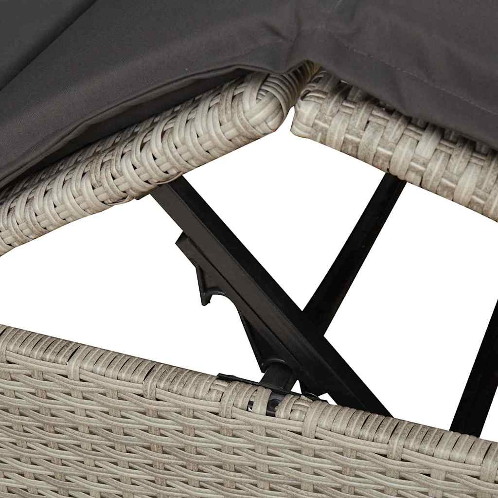 Șezlong dublu Gri deschis 205 x 129 x 200 cm poliratan