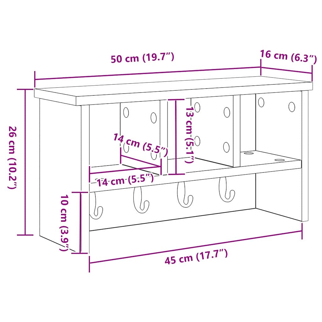 Răcător de paltoane montat pe perete sonoma gri 50 x 16 x 26 cm