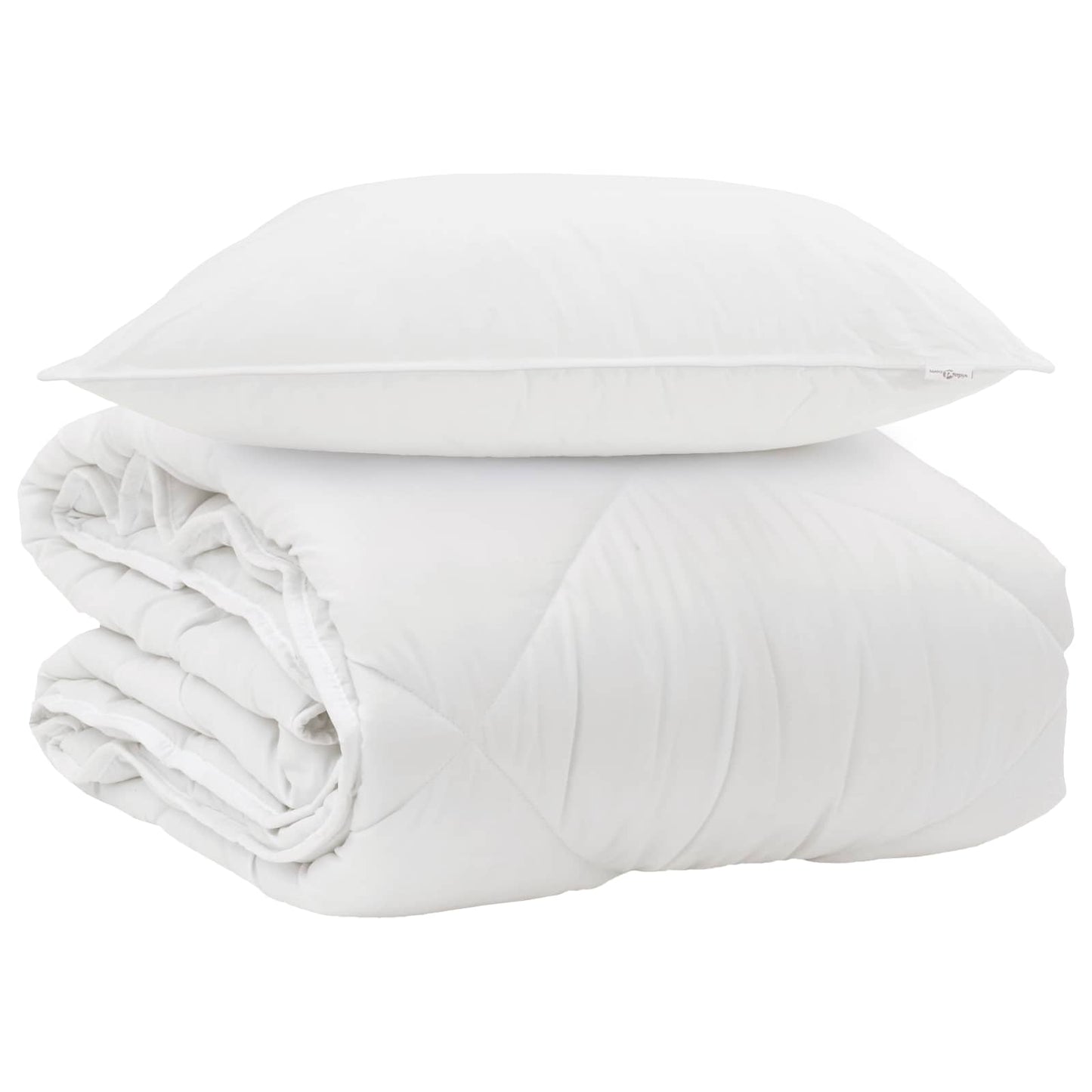 Duvet pentru Toate Sezoanele cu pernă 2 pcs Alb Microfibră