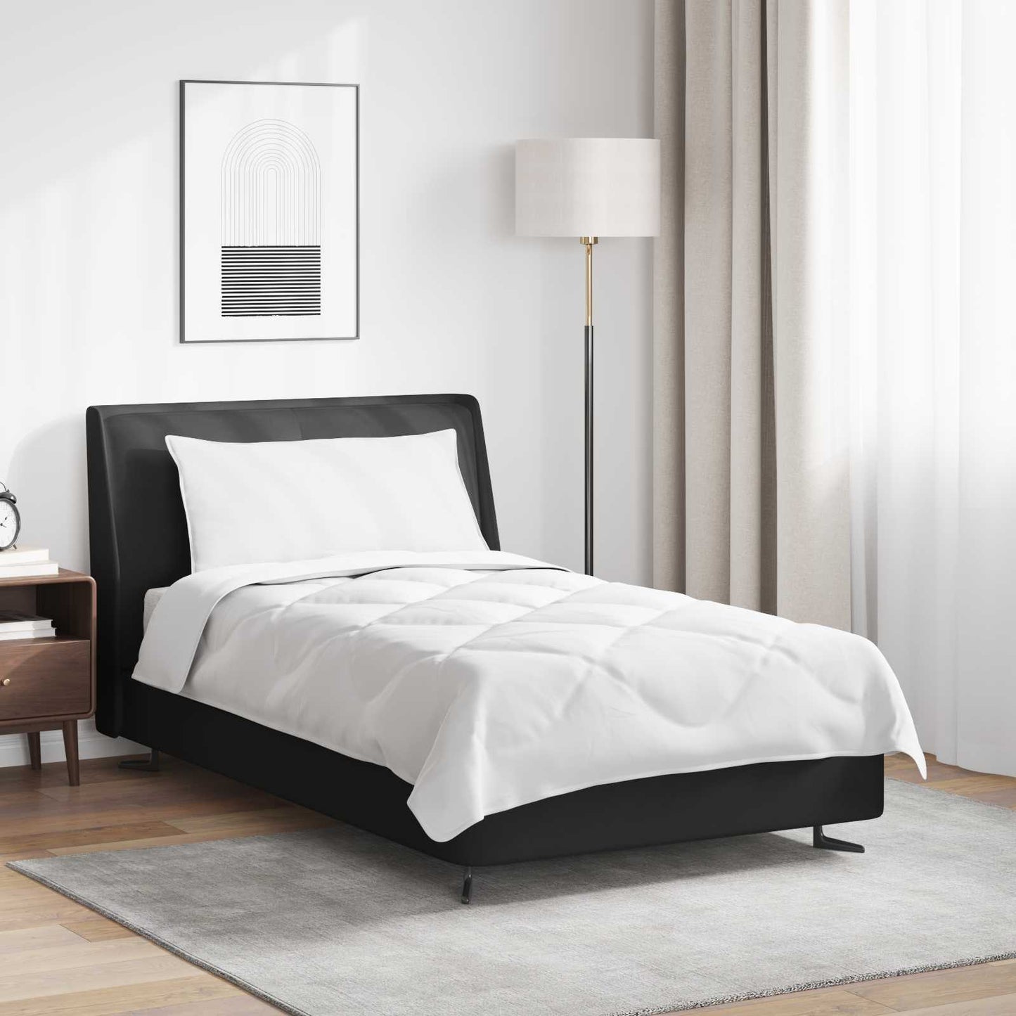 Duvet pentru Toate Sezoanele cu pernă 2 pcs Alb Microfibră