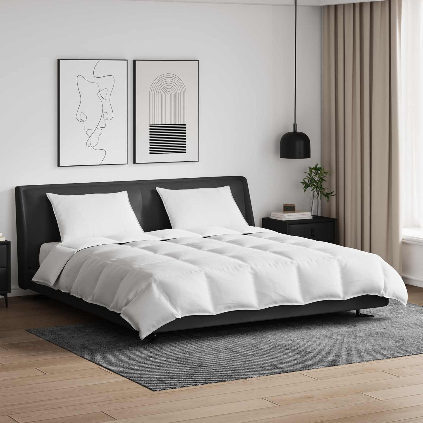 Set de Pături cu pernă 3 pcs Alb Pene de rață