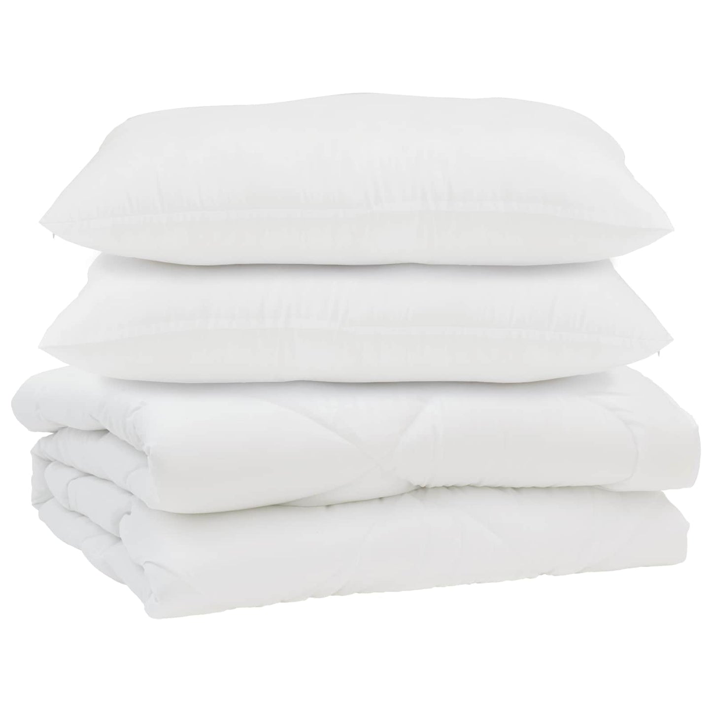 Pilotă cu pernă 3 pcs Alb Microfibră