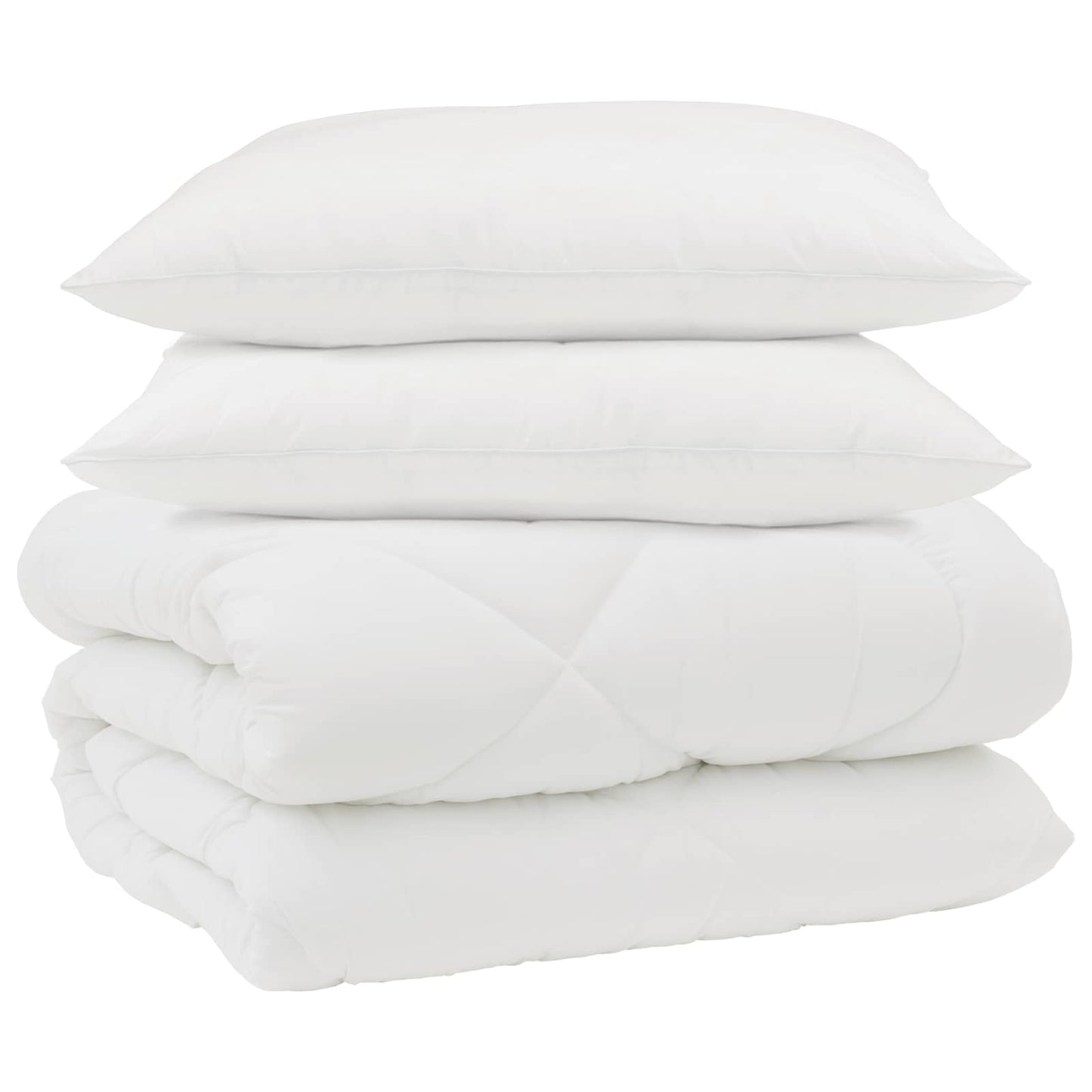 Duvet de iarnă cu pernă 3 pcs Alb Microfibră