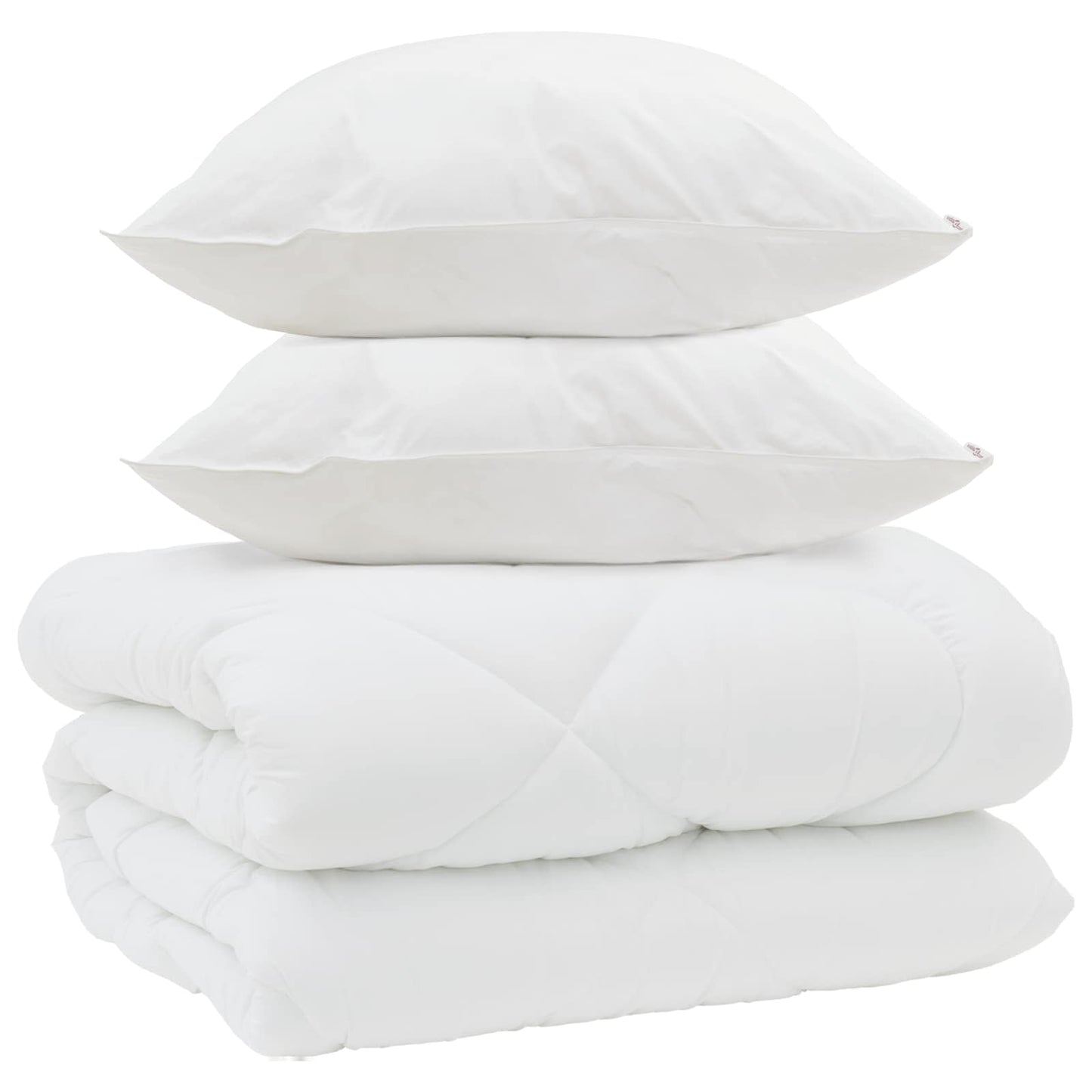 Duvet de iarnă cu pernă 3 pcs Alb Microfibră