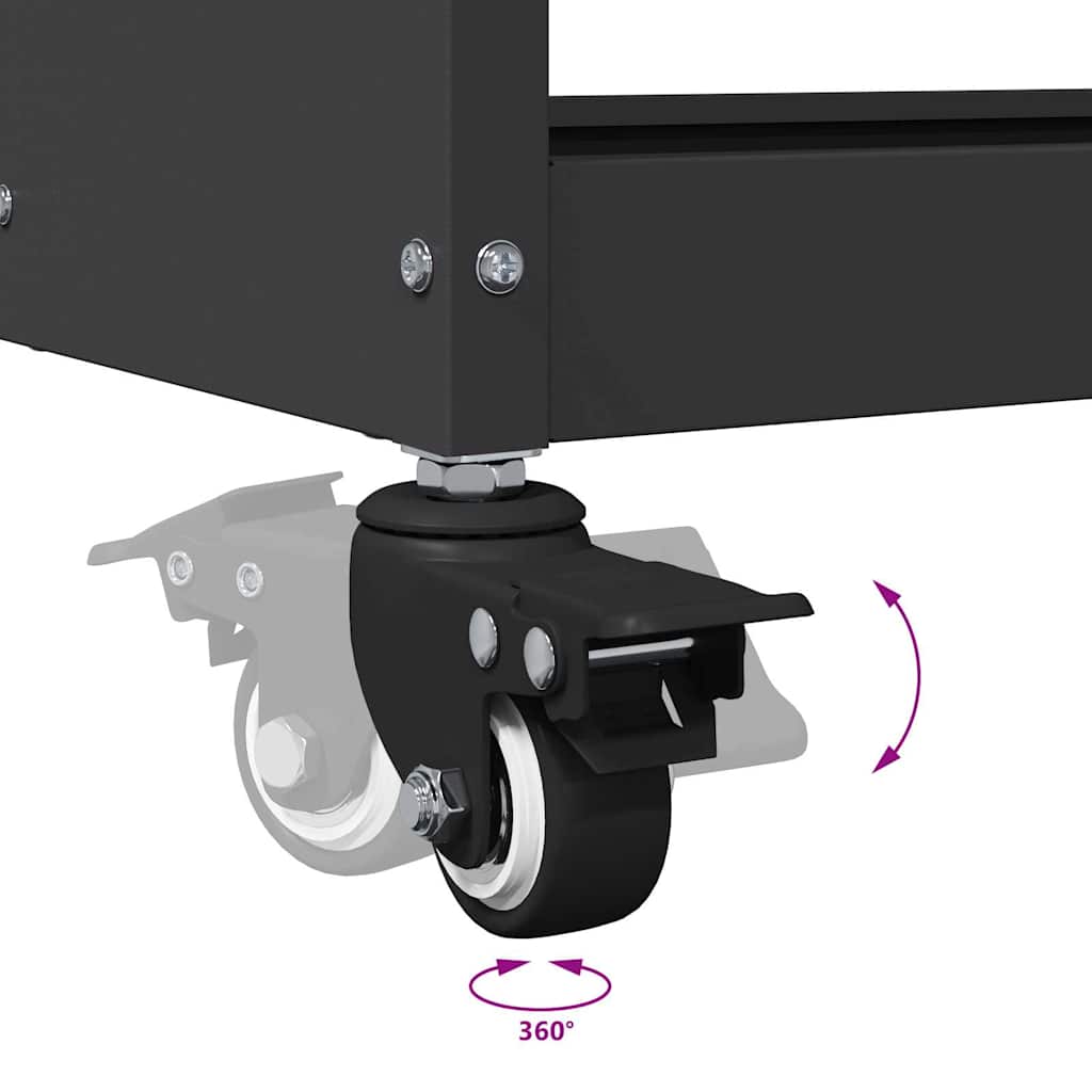 Cărucior pentru unelte cu raft cu roata Negru 75 x 35 x 73 cm