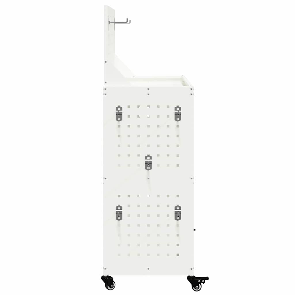 Cărucior pentru unelte cu raft cu roata Alb 65 x 35 x 111 cm