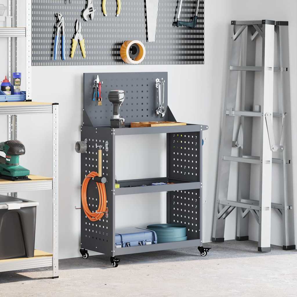Cărucior pentru unelte cu raft Antracit 65 x 35 x 111 cm