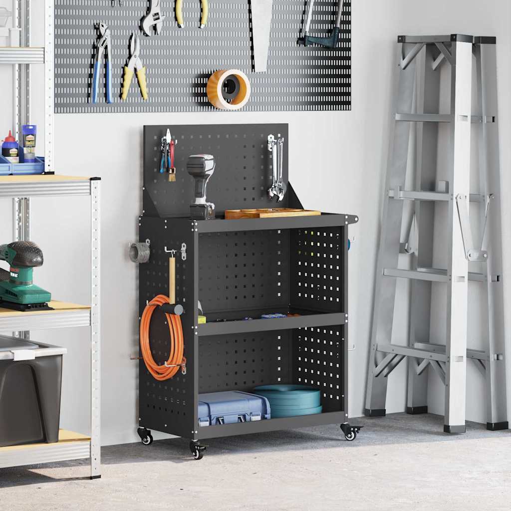 Cărucior pentru unelte cu raft cu roata Negru 65 x 35 x 111 cm