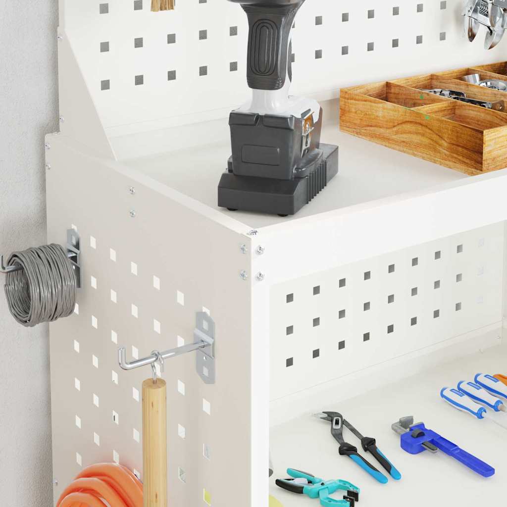 Cărucior pentru unelte cu raft cu roata Alb 65 x 35 x 111 cm