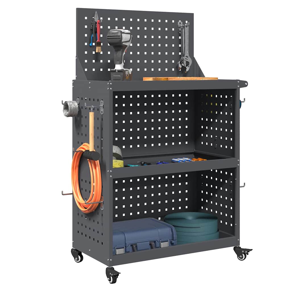 Cărucior pentru unelte cu raft Antracit 65 x 35 x 111 cm