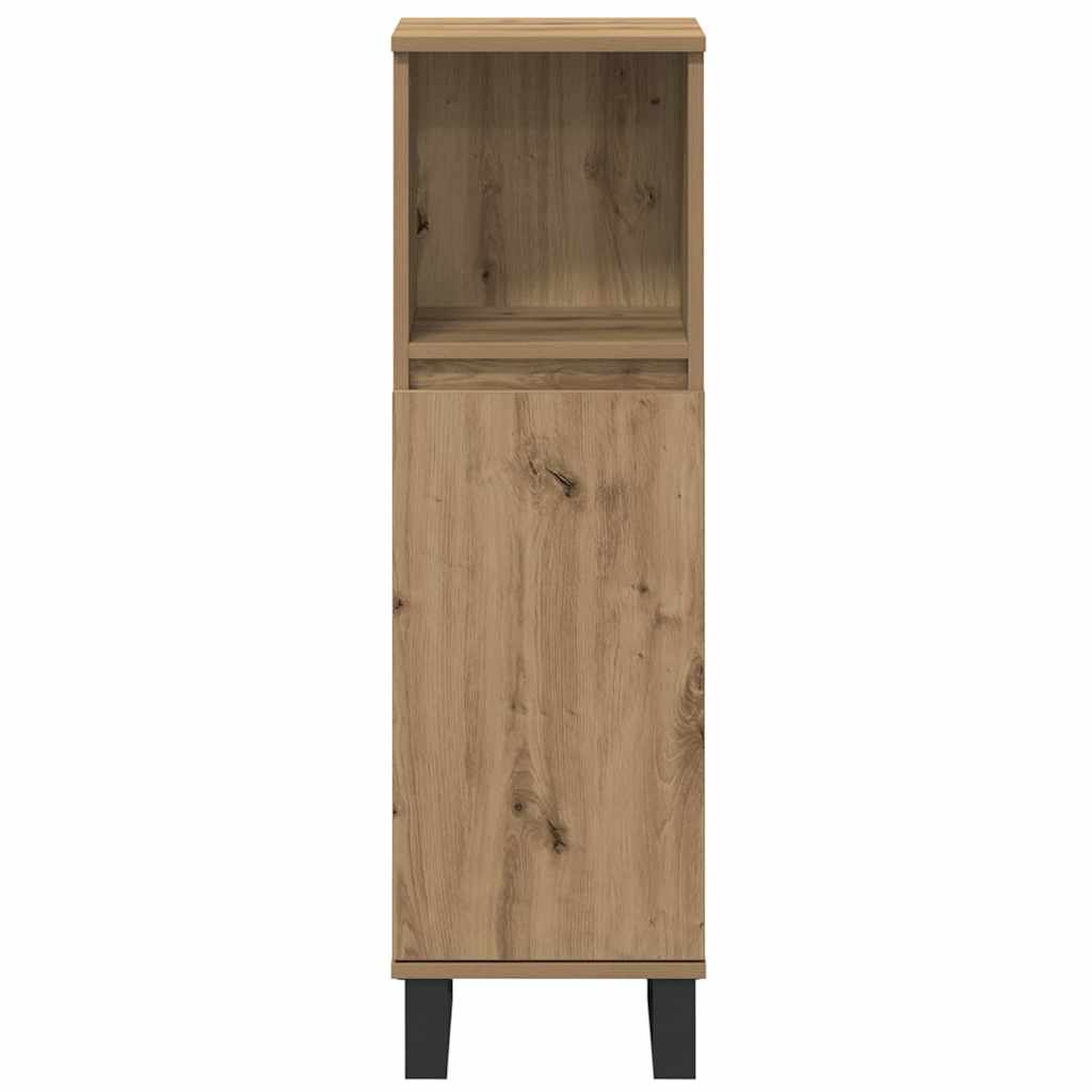 Set de mobilier pentru baie cu ușă 3 pcs Maro Lemn compozit