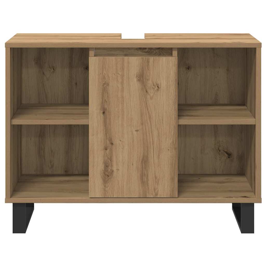 Set de mobilier pentru baie cu ușă 3 pcs Maro Lemn compozit