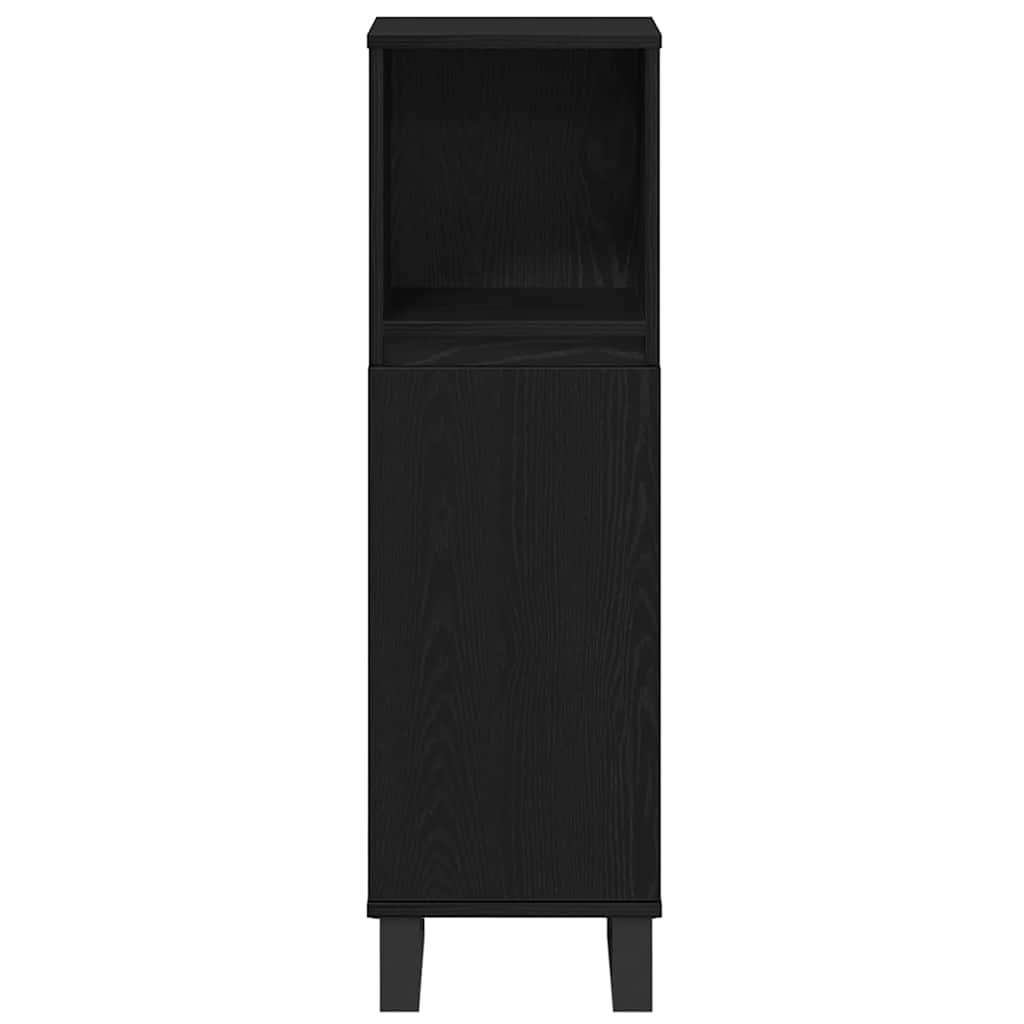Set de mobilier pentru baie cu ușă 3 pcs Negru Lemn compozit