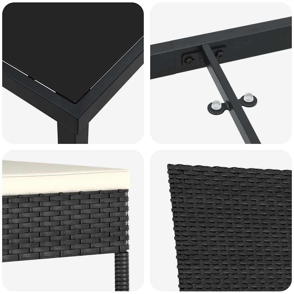 Set de masă pentru grădină 5 pcs Negru