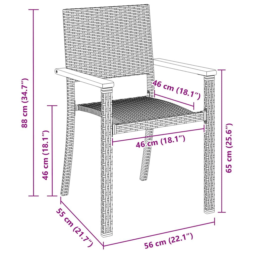 Set de masă pentru grădină 7 pcs Negru
