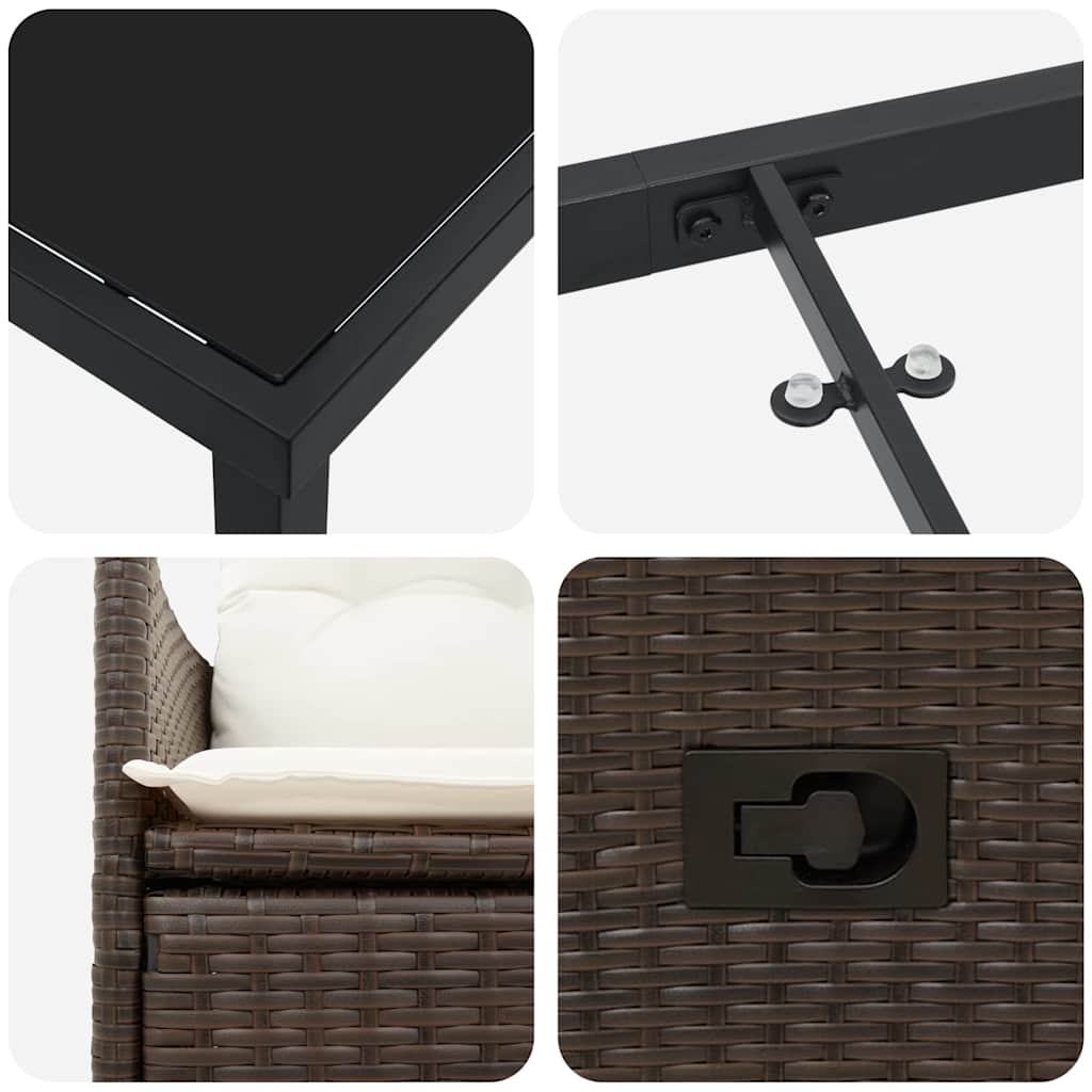 Set de masă pentru grădină cu pernă 5 pcs Maro poliratan