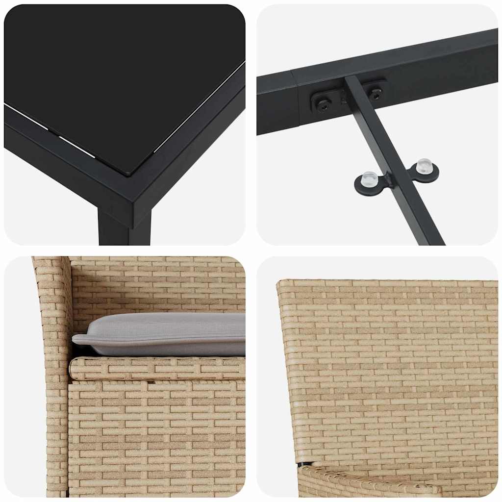 Set de masă pentru grădină cu pernă 7 pcs Bej poliratan