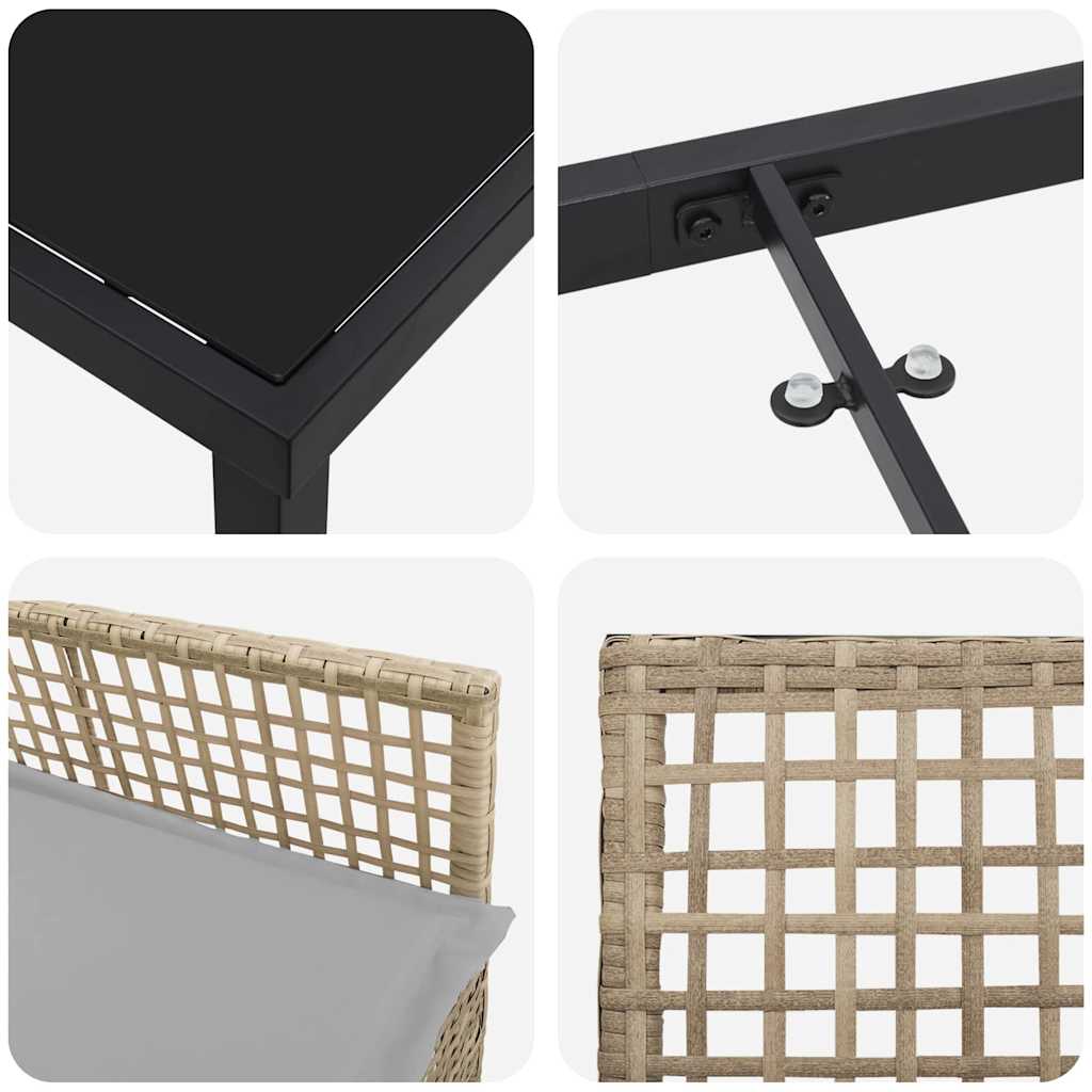 Set de masă pentru grădină cu pernă 5 pcs Bej poliratan