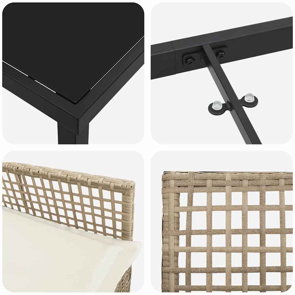 Set de masă pentru grădină cu pernă 5 pcs Bej poliratan