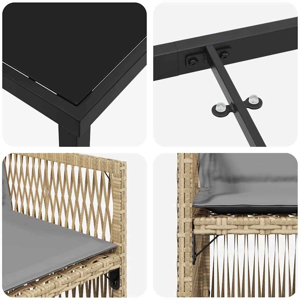 Set de masă pentru grădină 5 pcs Bej Oțel vopsit electrostatic