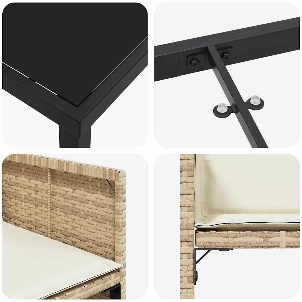 Set de masă pentru grădină 5 pcs Bej poliratan