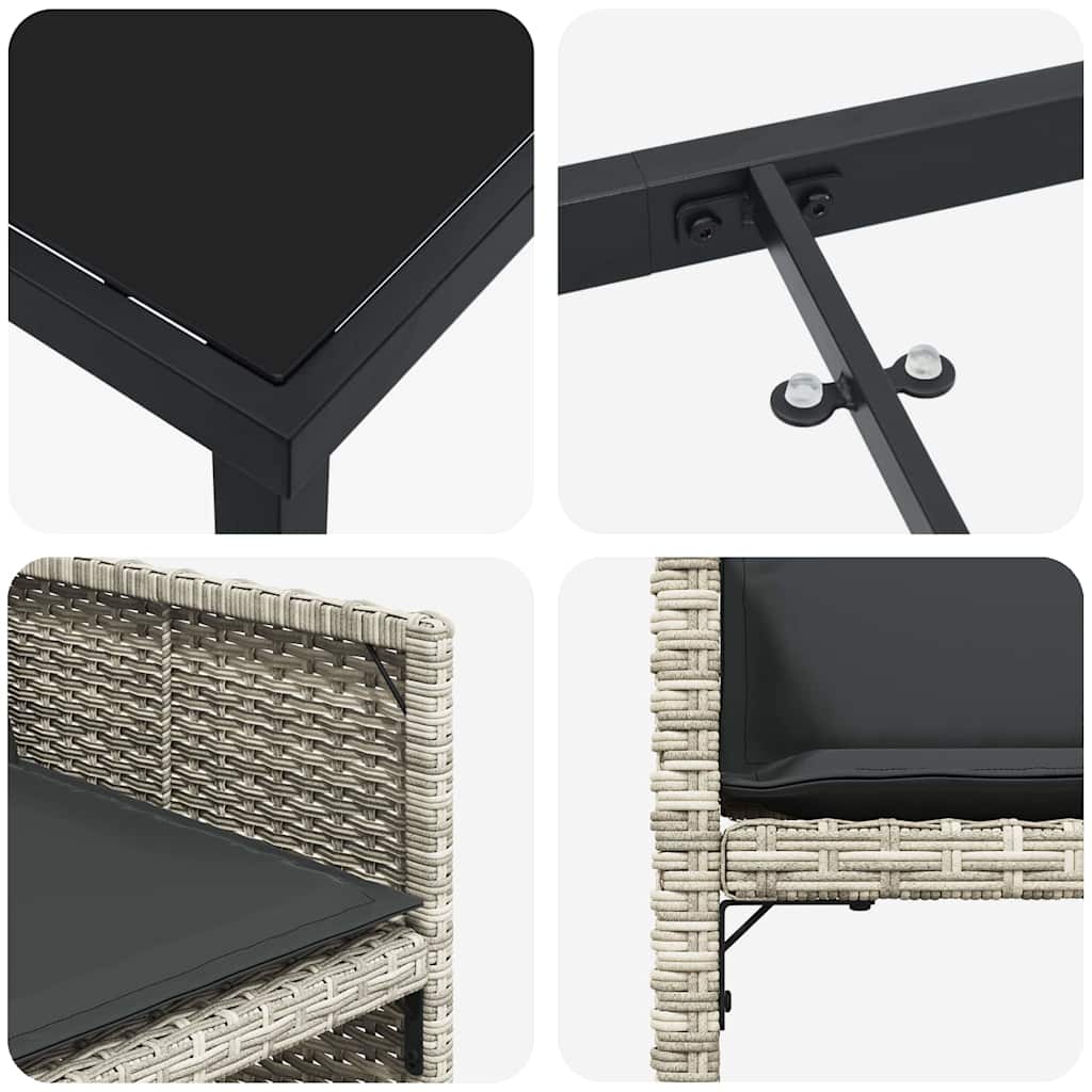 Set de masă pentru grădină 5 pcs Gri deschis poliratan