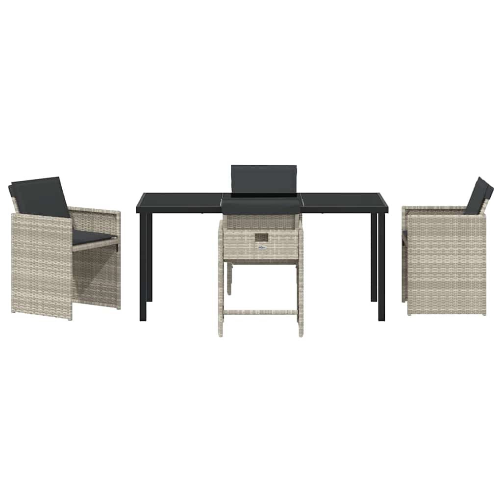 Set de masă pentru grădină 5 pcs Gri deschis poliratan