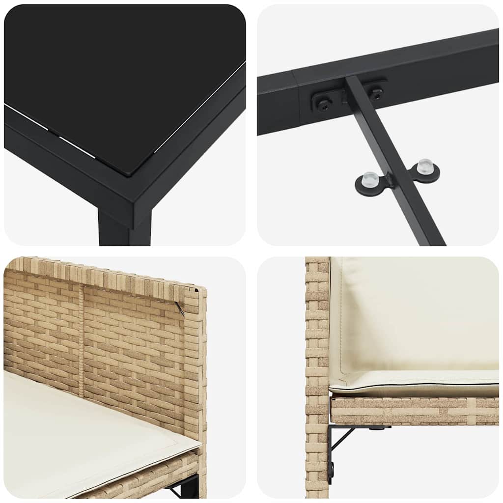 Set de masă pentru grădină 5 pcs Bej poliratan