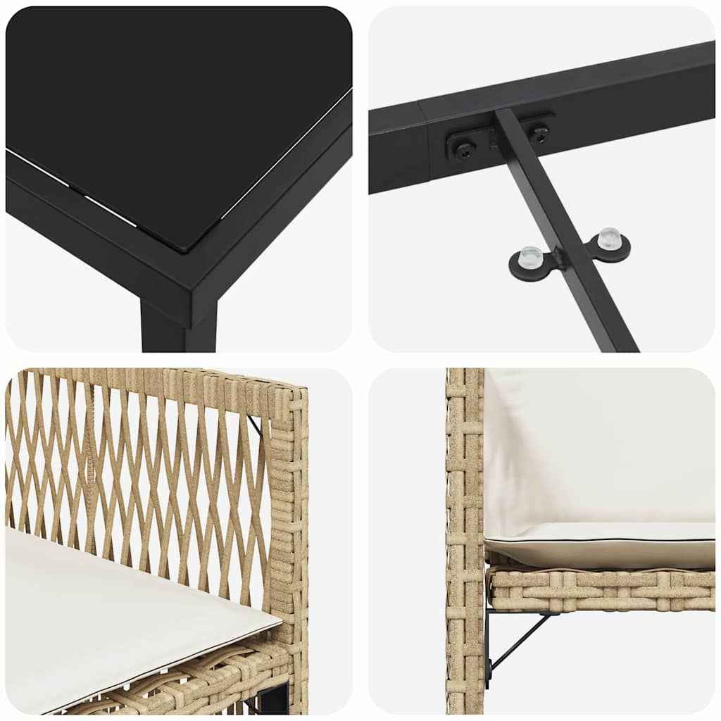 Set de masă pentru grădină 5 pcs Bej poliratan