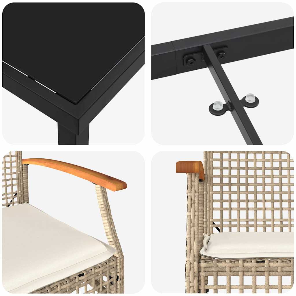 Set de masă pentru grădină 5 pcs Bej poliratan