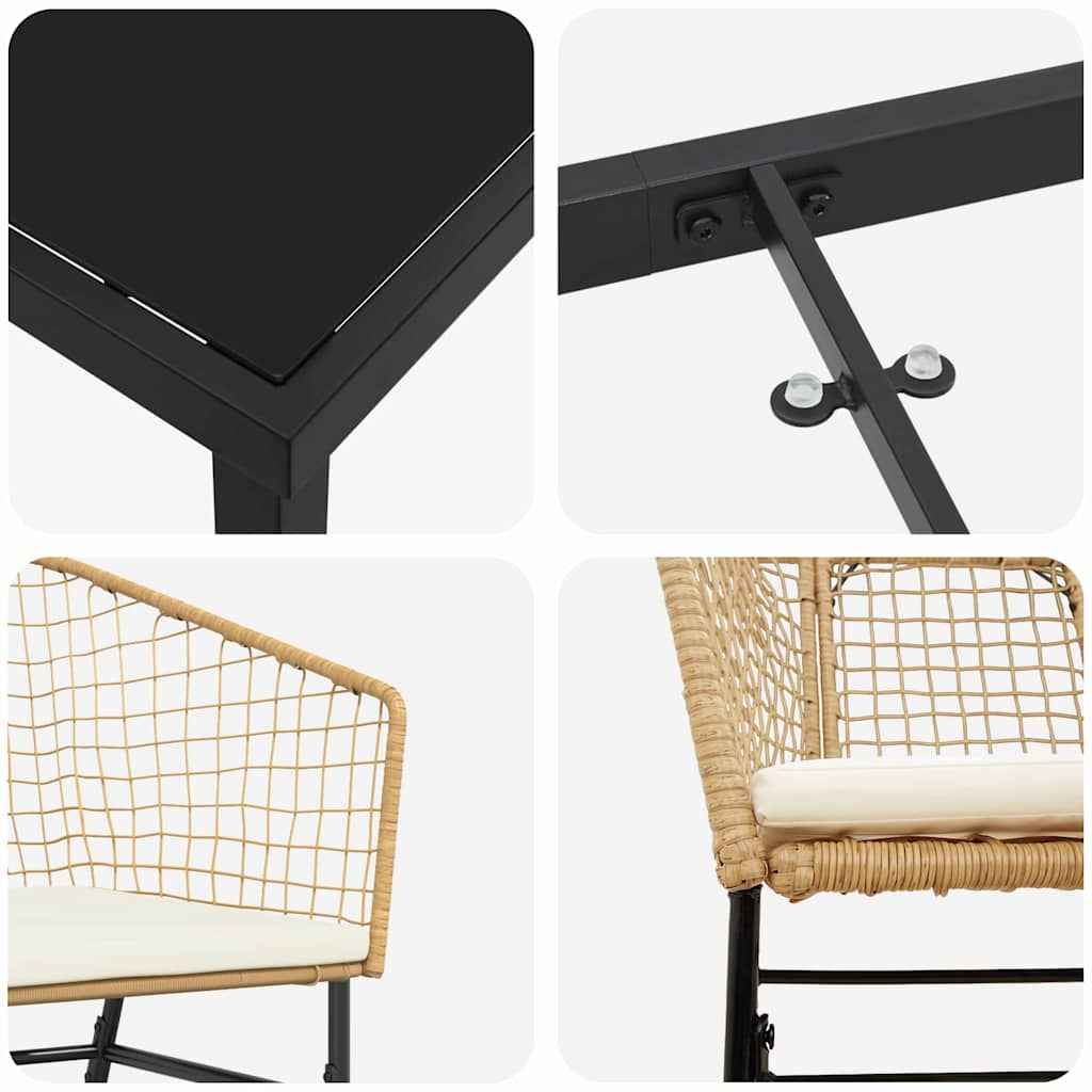 Set de masă pentru grădină 7 pcs Maro poliratan