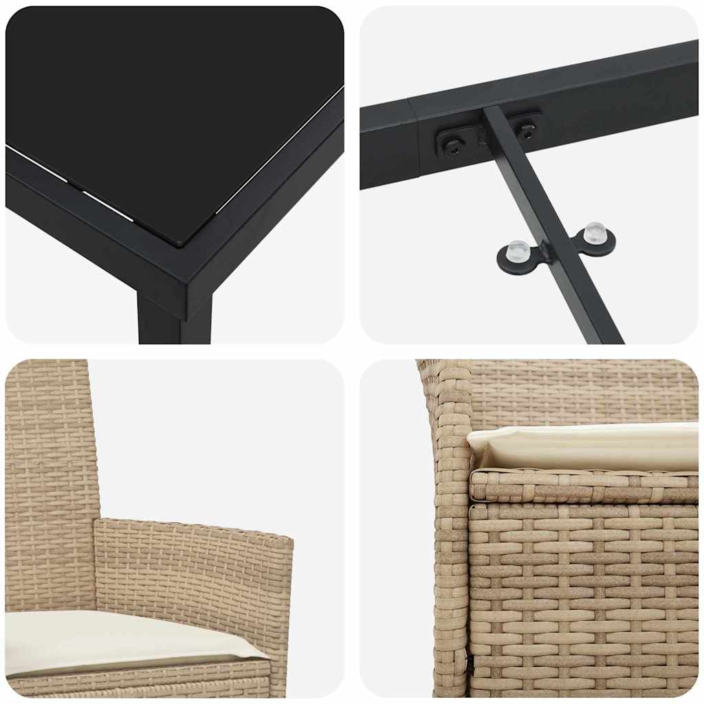 Set de masă pentru grădină 5 pcs Bej poliratan