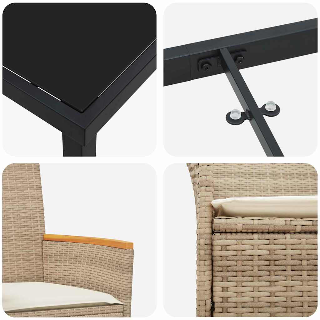 Set de masă pentru grădină 5 pcs Bej poliratan