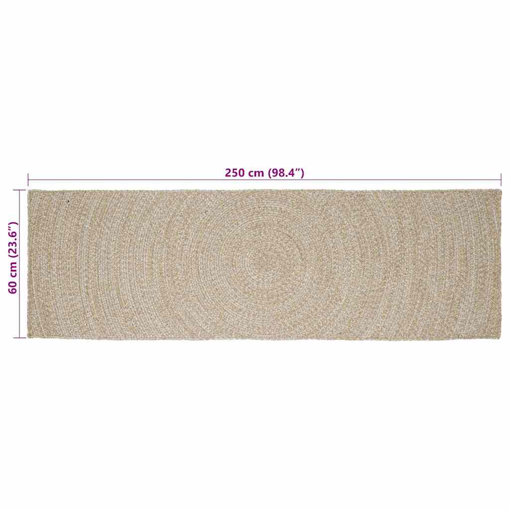 Covoare de zonă Dreptunghiular Natural și Alb 60 x 250 cm Iută