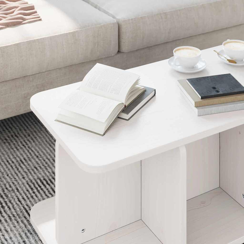 Masă de cafea Alb 80 x 39,5 x 33,5 cm Lemn masiv de pin