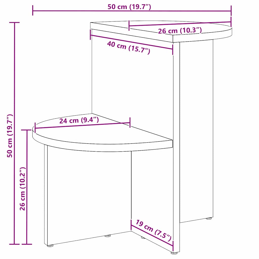 Masă de cafea Alb 50 x 40 x 50 cm Lemn masiv de pin