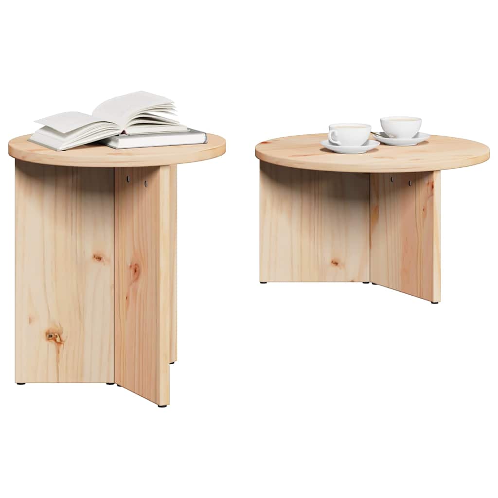 Masă de cafea 2 pcs natural Lemn masiv de pin
