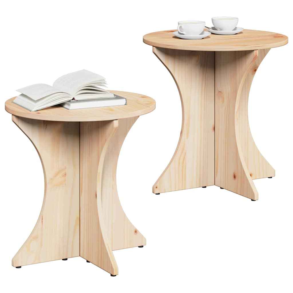 Masă de cafea 2 pcs natural Lemn masiv de pin