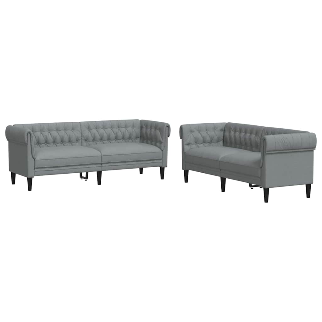 Canapea pentru living 2 pcs Gri deschis țesătură