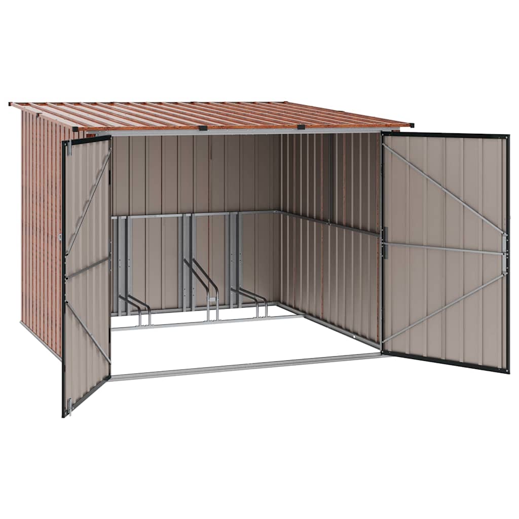 Shed pentru biciclete 3 pcs Maro 215 x 206 x 157 cm Metal