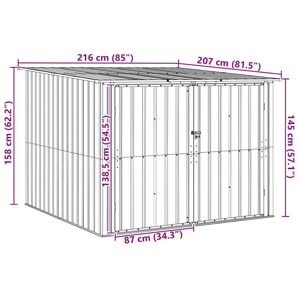 Shed pentru biciclete 3 pcs Maro 215 x 206 x 157 cm Metal