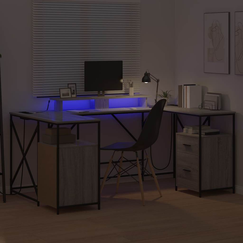 Birou cu sertar Gri Sonoma 182 x 101 x 87,5 cm Lemn compozit