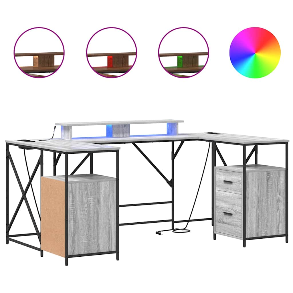 Birou cu sertar Gri Sonoma 182 x 101 x 87,5 cm Lemn compozit