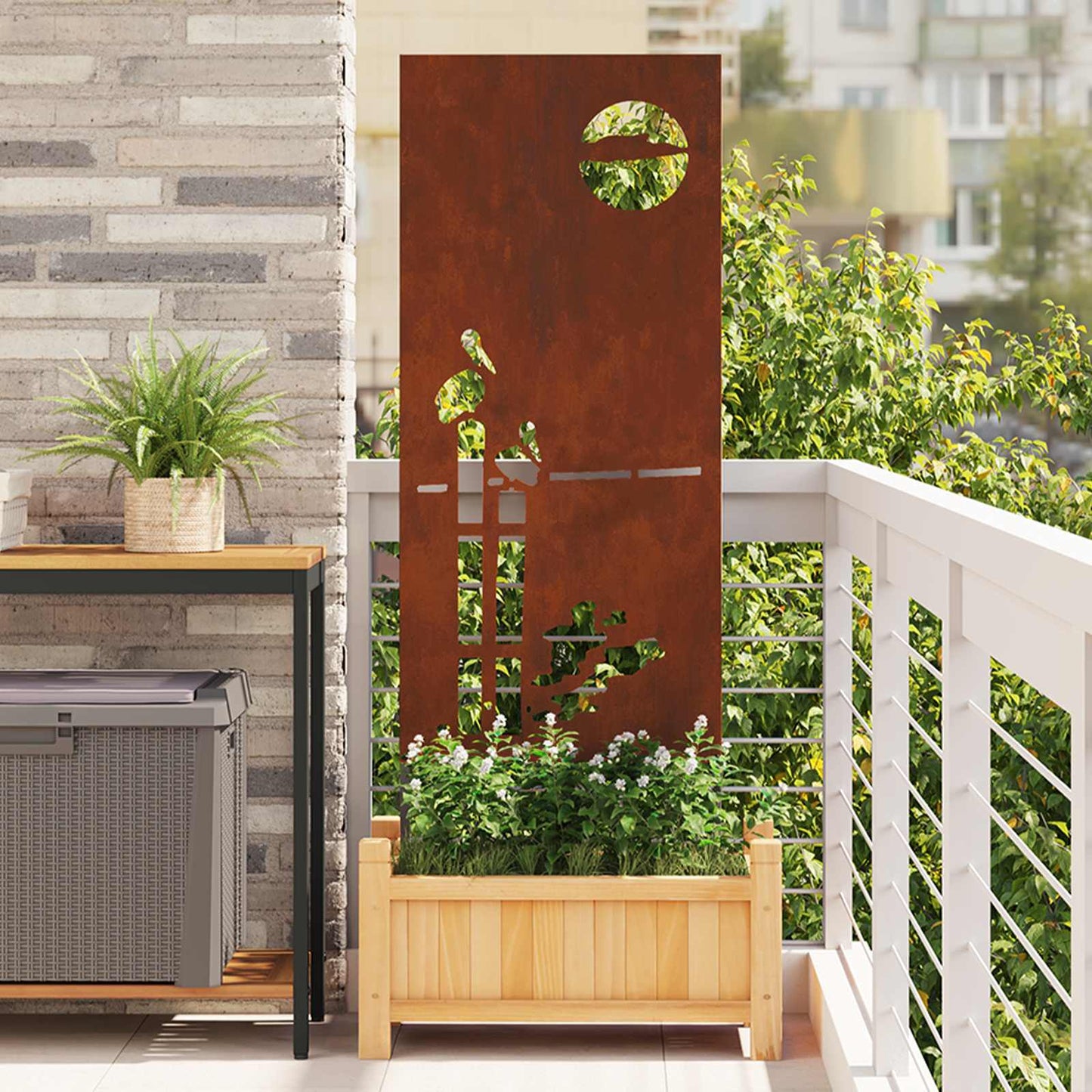 Ecran de intimitate pentru grădină Traforaj Ruginit 50 x 140 cm