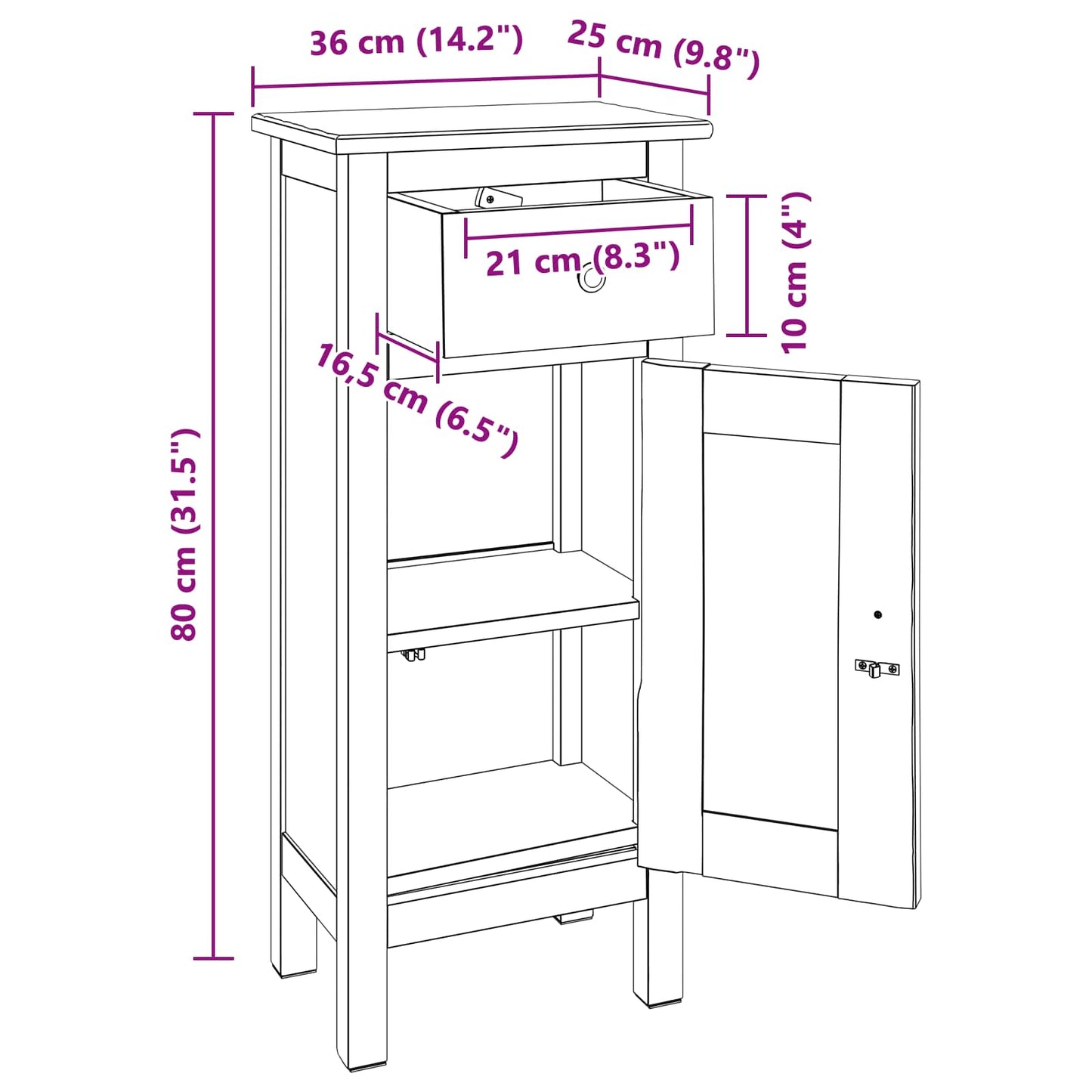 Suport pentru plante cu ușă Maro 36 x 25 x 80 cm Lemn de mahon