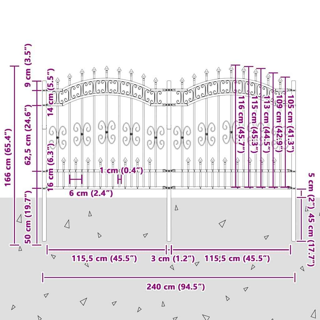 Gard de Grădină Alb 240 x 165 cm Oțel vopsit în pulbere