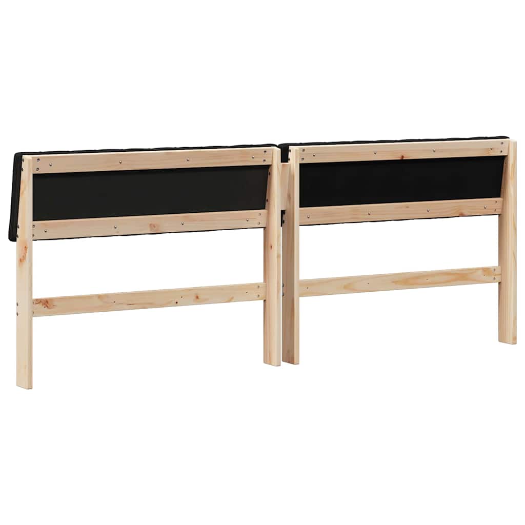 Tăblie tapițată Negru 200 cm Lemn de pin masiv