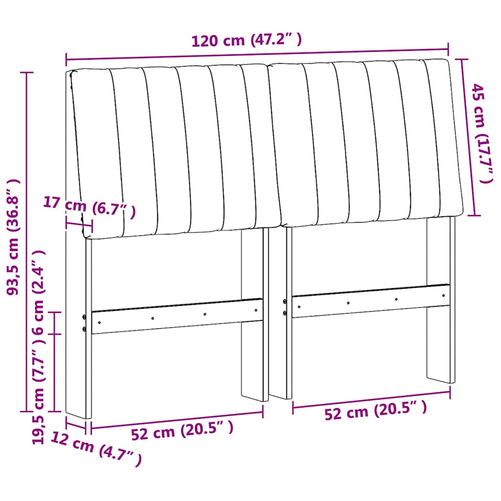 Tăblie tapițată Gri taupe 120 cm Lemn de pin masiv