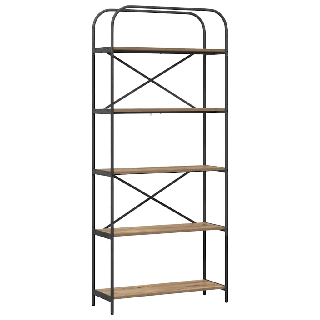 Raft pentru cărți stejar artizanal 80 x 30 x 183 cm