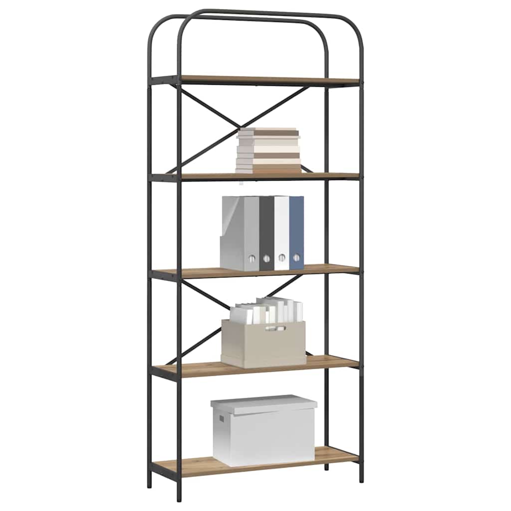 Raft pentru cărți stejar artizanal 80 x 30 x 183 cm